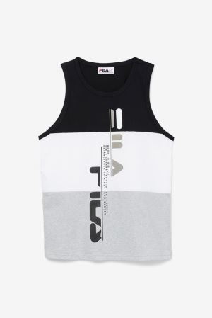 FILA Alf Tank Vests Black / White / Light Grey,Mens Clothing | CA.DEQYOG974